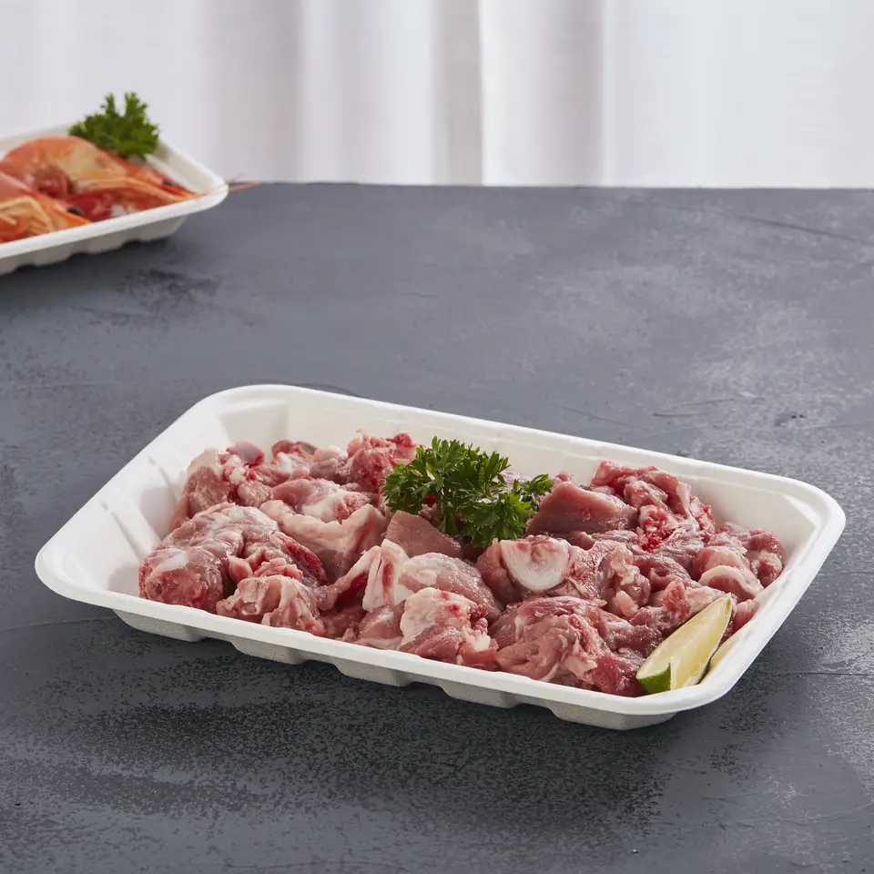 bagasse meat seafood tray