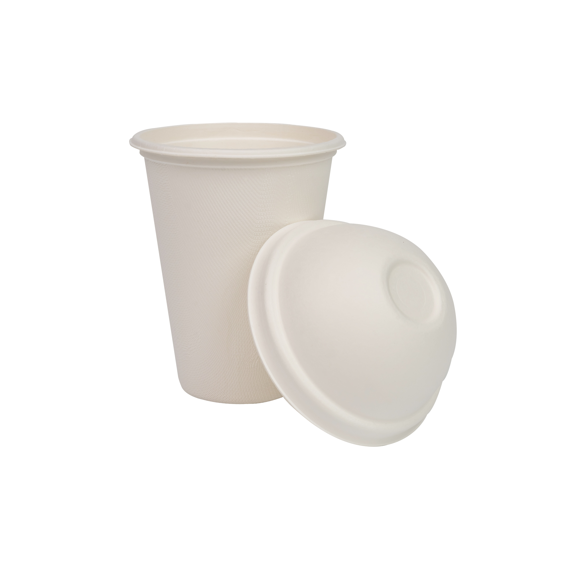 90mm Compostable Coffee Lids 50 Pack | White PFAS Free Bamboo Bagasse | Leak Proof Biodegradable Lids for 12oz Hot Cups