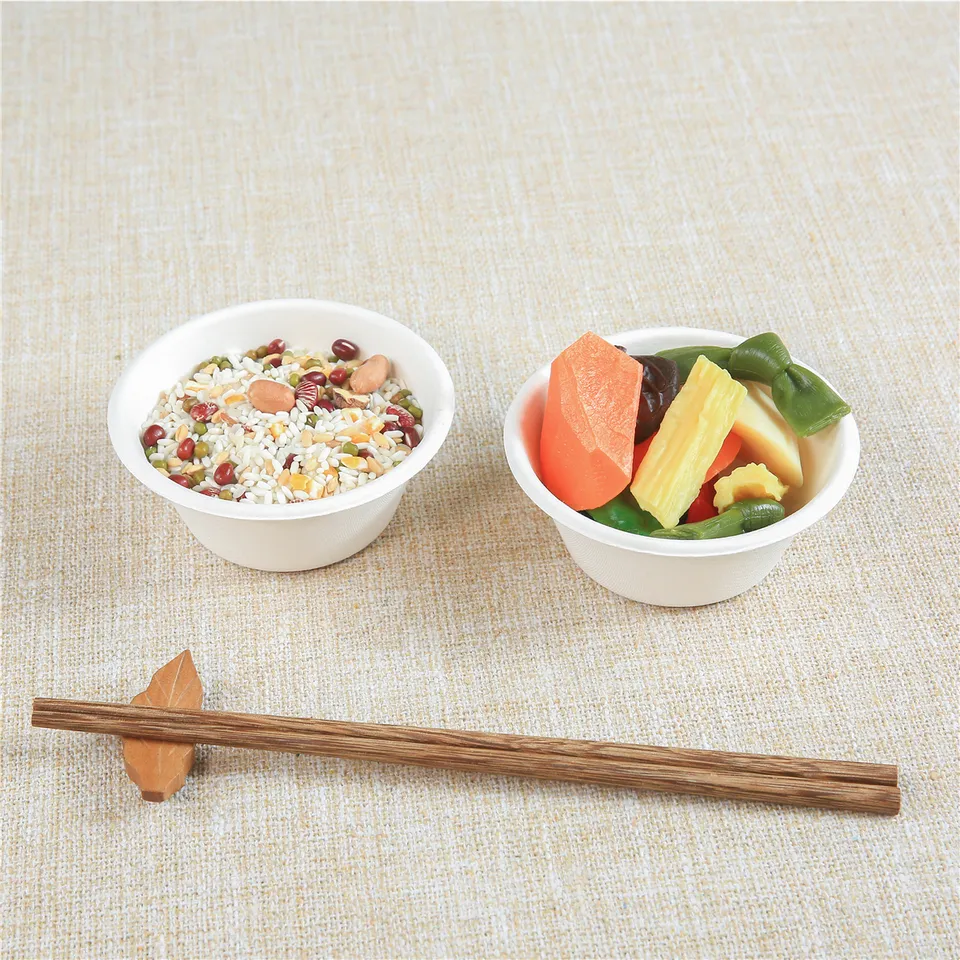 Eco Friendly Disposable 9 oz (250ml) Bowl Biodegradable Sugarcane Bagasse Compostable Paper Ramen Salad Food Container