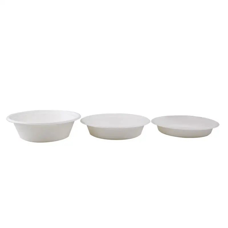 Disposable Party Dinnerware Set Biodegradable White Paper Bowls Eco Friendly Sugarcane Disposable Fruit Paper 1200ml Bowls