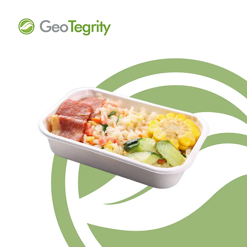 Biodegradable Disposable Takeaway Bagasse Lunch 7" x 4" Tray Lid