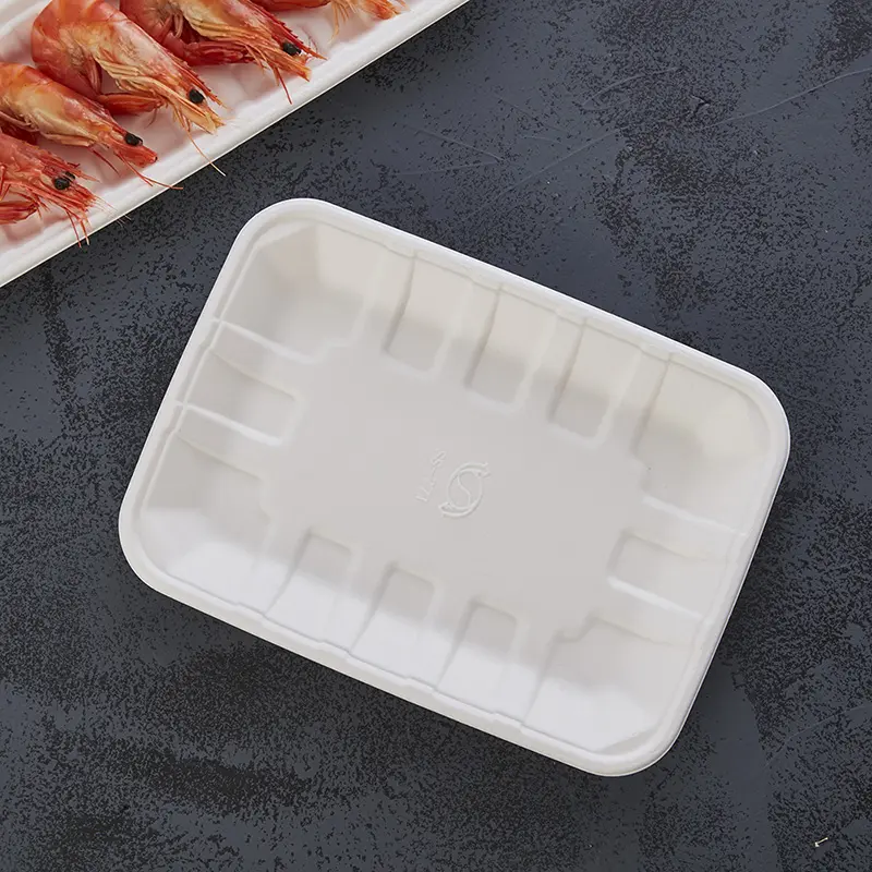 Disposable Sushi Packaging Container Eco-Friendly Sugarcane 9" x 6" Tray