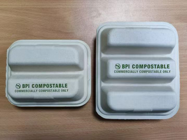 Restaurantware-Pulp Safe 8 x 7.2 x 3.5 Inch Taco Clamshell Containers, 100 No PFAS Added Taco Containers - Home Compostable, 3-Compartment, Kraft Bagasse Sugarcane Clamshell Containers, Microwavable
