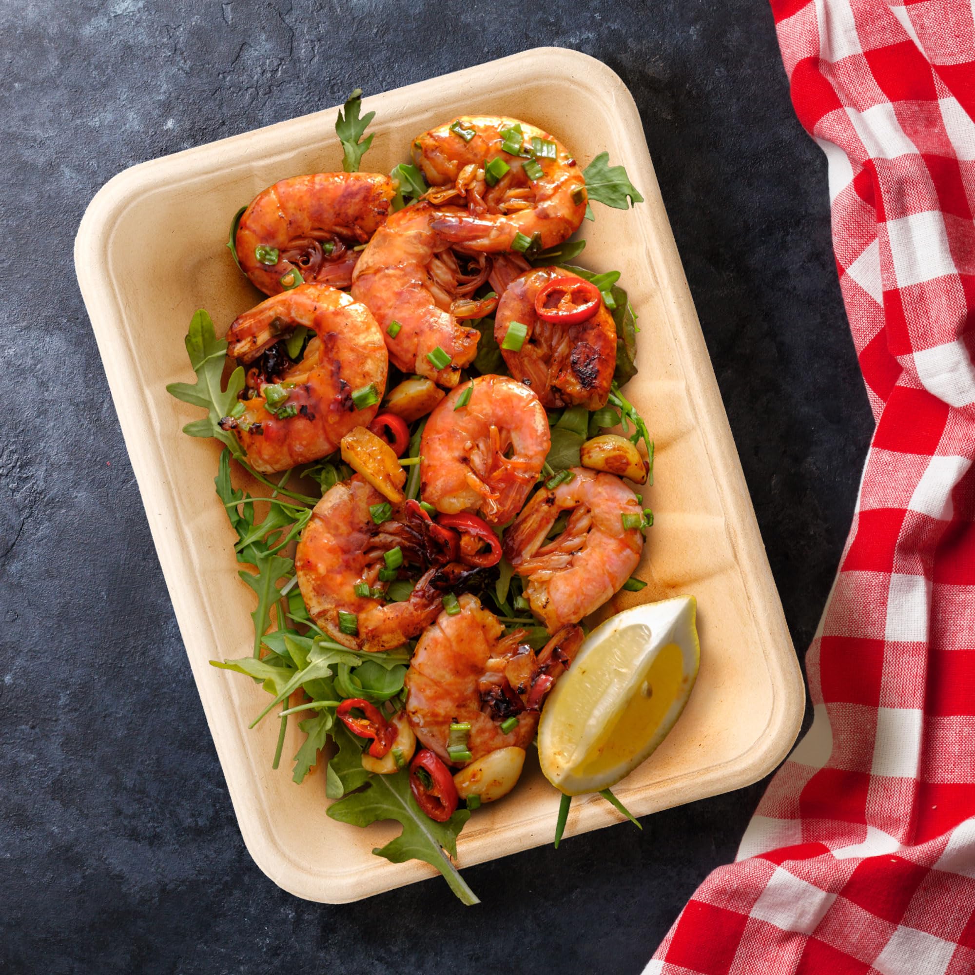 Disposable Paper Plates, 50 Pack Bagasse Food Trays, 14 Inch Compostable & Biodegradable Event Plates, Unbleached, BPA-Free, Microwave-Safe, Soak-Proof, Cut Resistant