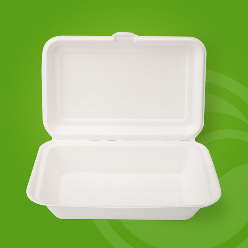 Compostable Takeaway Disposable Biodegradable Sugarcane Bagassee Pulp Paper Lunch Clamshell Box