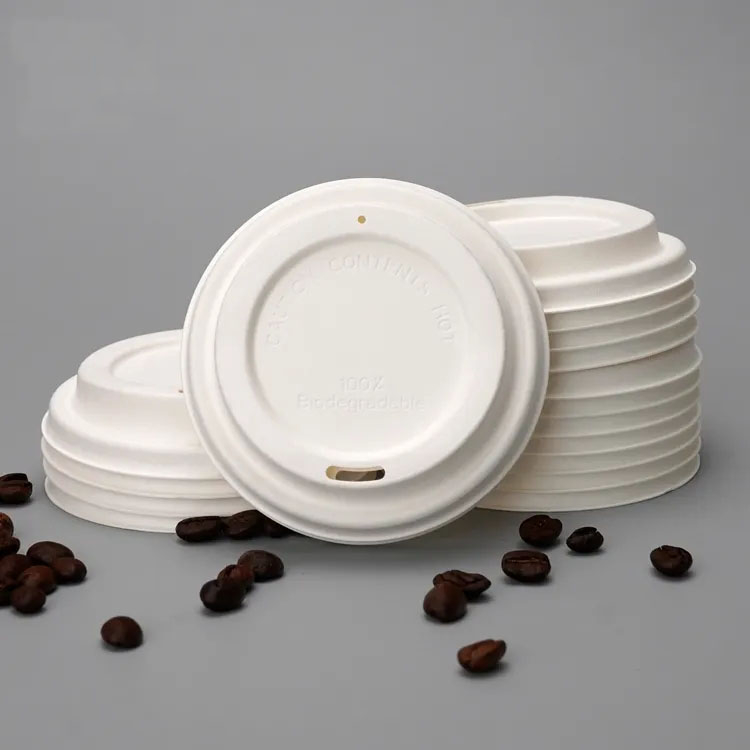 Compostable Eco-Friendly Biodegradable Disposable Sugarcane Bagasse Pulp 80mm 90mm Biodegradable Paper Coffee Tea Cup Lid