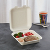 Disposable Clamshell Biodegradable Bagasse Food 8" x 8" 3-C Hinged Container