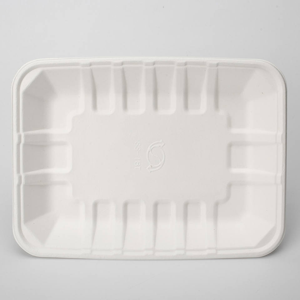 Disposable Sugarcane Pulp Biodegradable Bagasse Tray Food Container Bagasse Rectangular Tray