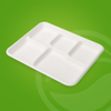 PFAS Free 5 Compartment Disposable Biodegradable Sugarcane Bagasse Paper Pulp Mould School Food Tray