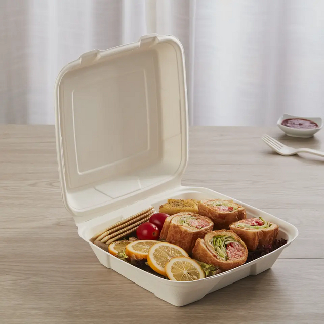 Disposable Biodegradable Bagasse Clamshell Lunch 9