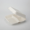 Disposable Clamshell Biodegradable Bagasse Food 9" x 9" 3-C Hinged Container