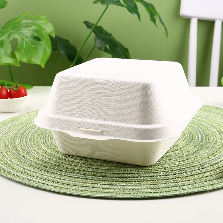 Hot Sale Sugarcane Clamshell Bagasse Food Container Biodegradable Disposable Tableware Sugarcane Disposable Lunch Box