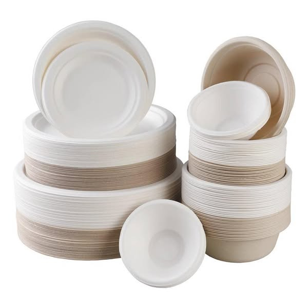 Bagasse Salad Bowls with Lids (750/1000/1250ml) - Heavy Duty Compostable Sugarcane Takeout Containers - PFAS Free, Microwave Safe & Leak Proof Round Food Bowls for Soup, Salad