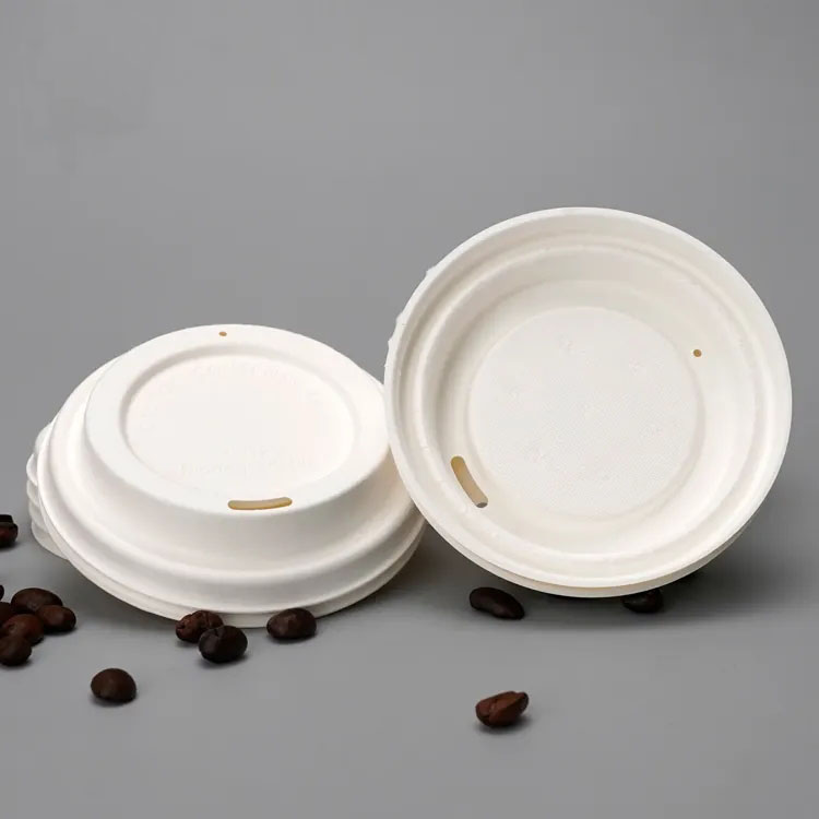 100% Biodegradable Eco-friendly Disposable Sugarcane Bagasse Bamboo Paper Pulp 80mm 90mm Cup Lid For Coffee Cup