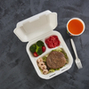 Disposable Clamshell Biodegradable Bagasse Food 8" x 8" 3-C Hinged Container