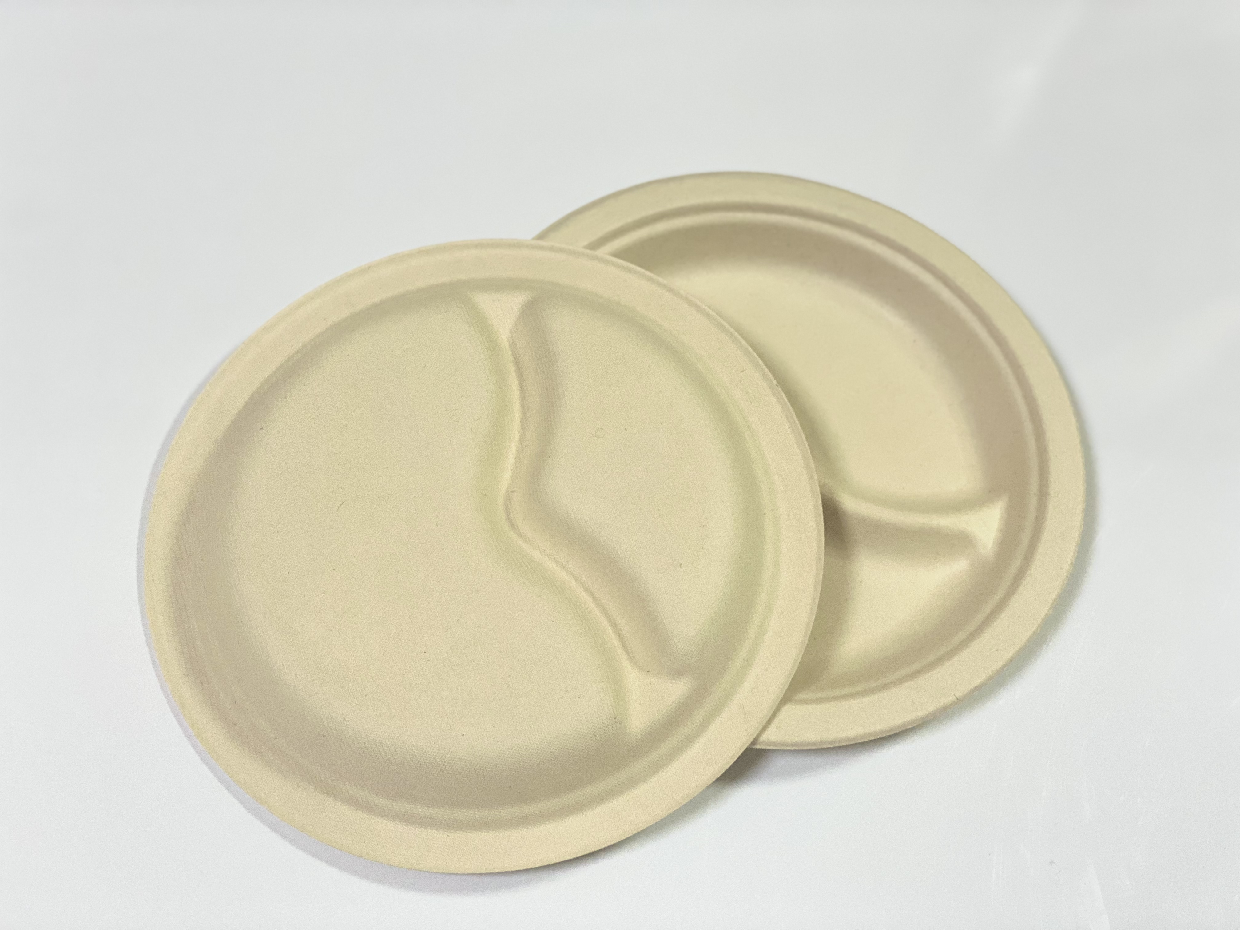 8.75'' 2-Compt Bagasse Disposable Paper Eco Friendly Biodegradable Customized Plates