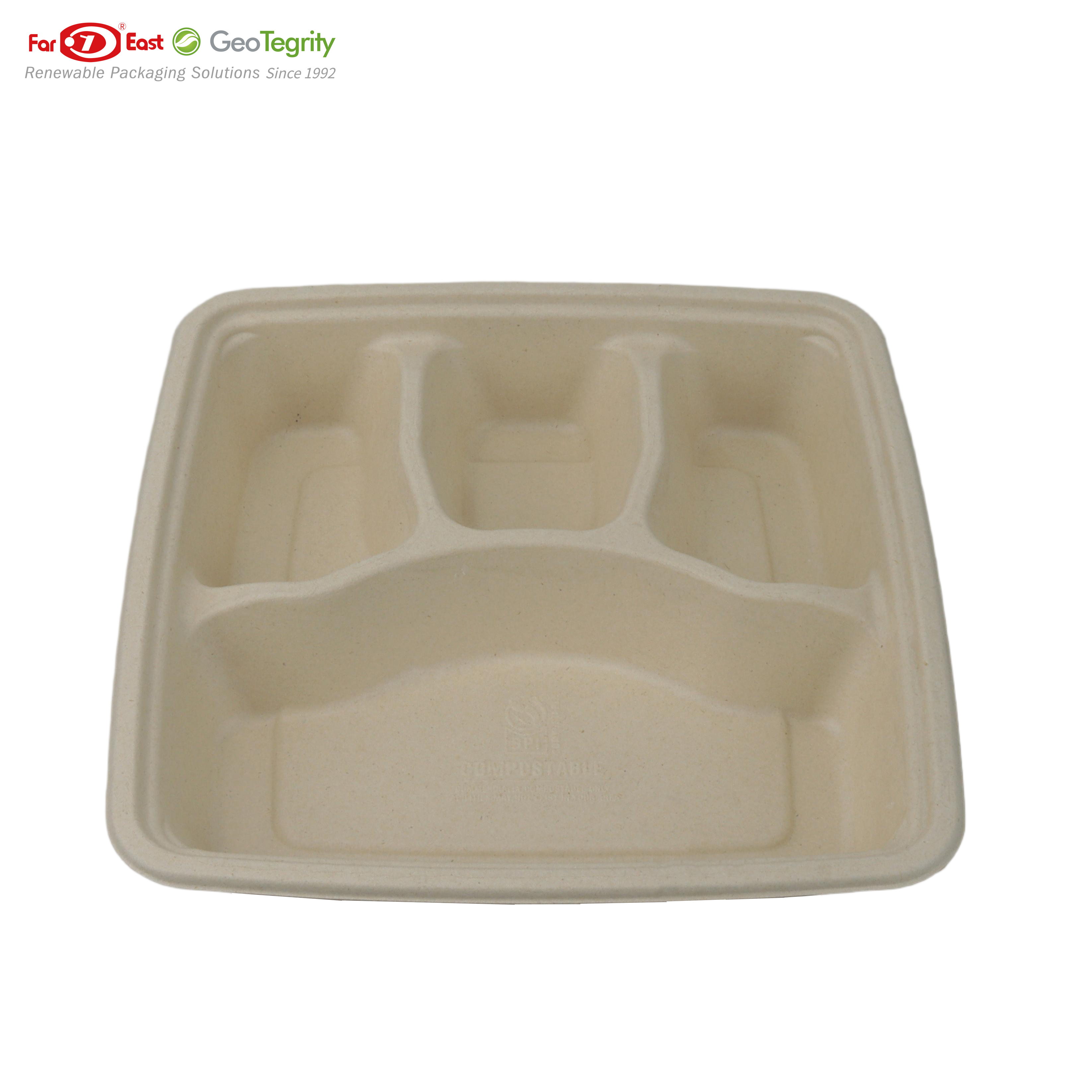 4 COMPARTMENT BAGASSE (SCHOOL) TRAY 50 Ct. Heavy-Duty- Super Strong- Natural- Eco-Friendly Disposable Bagasse Plates, 100% Biodegradable 4 Compartment meal Plates