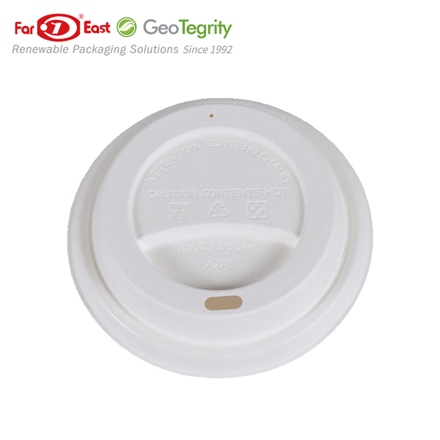 90mm Compostable Coffee Lids 50 Pack | White PFAS Free Bamboo Bagasse | Leak Proof Biodegradable Lids for 12oz Hot Cups