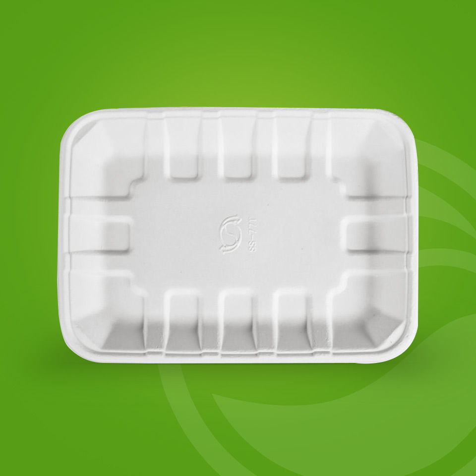 Disposable Composable Biodegradable Pulp Molding Food Sugarcane Bagasse Tray