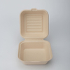 Food Use Sugar Cane Bagasse Pulp Biodegradable Hinged Burger Boxes Sugarcane Disposable Tableware