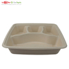4 COMPARTMENT BAGASSE (SCHOOL) TRAY 50 Ct. Heavy-Duty- Super Strong- Natural- Eco-Friendly Disposable Bagasse Plates, 100% Biodegradable 4 Compartment meal Plates