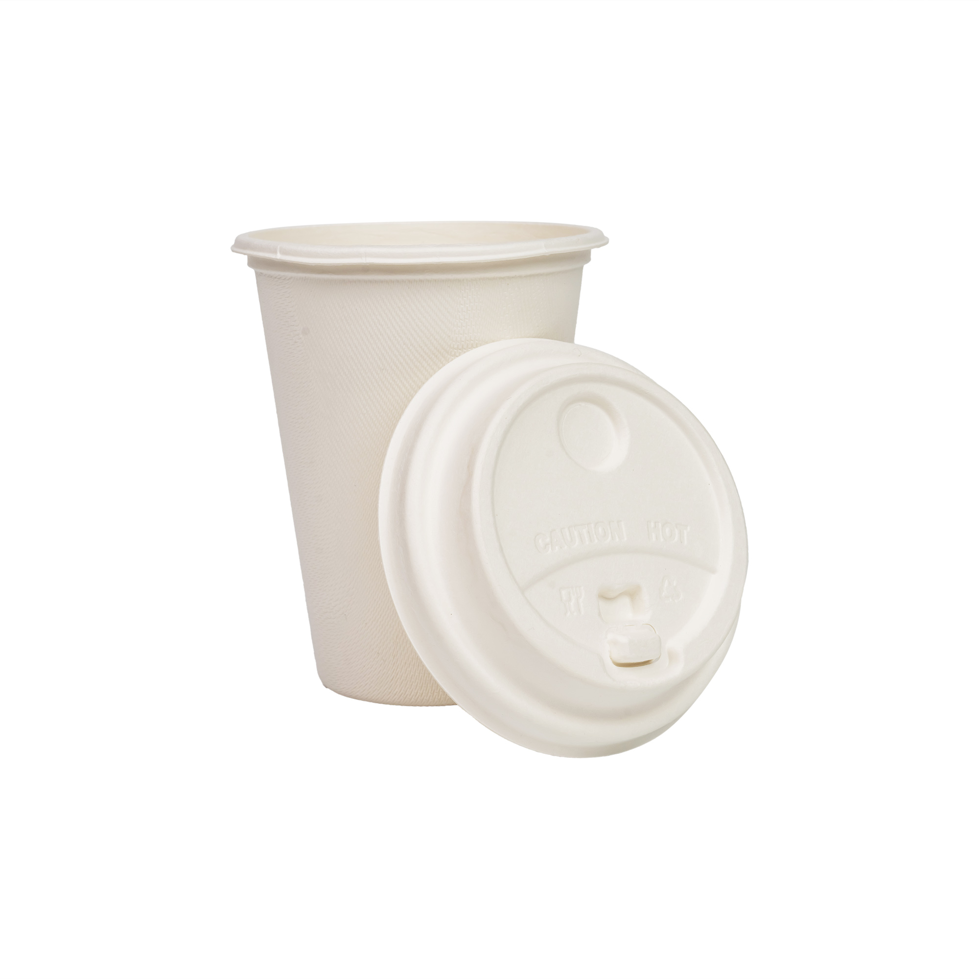 90mm Compostable Coffee Cup Lids 50 Pack - Bamboo Bagasse Coffee Lids for 12oz Cups - Disposable PFAS Free Plant Based Lid - Eco Friendly Biodegradable Hot Drink Lid - Leak Proof White