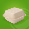 Food Use Sugar Cane Bagasse Pulp Biodegradable Hinged Burger Boxes Sugarcane Disposable Tableware