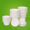 5oz White Biodegradable Sugarcane Bagasse Pulp Molding Disposable Takeaway Ice Cream Cup With Lid