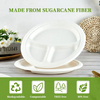  Biodegradable round disposable tableware sugarcane pulp paper party 9" 3-Compartment plate