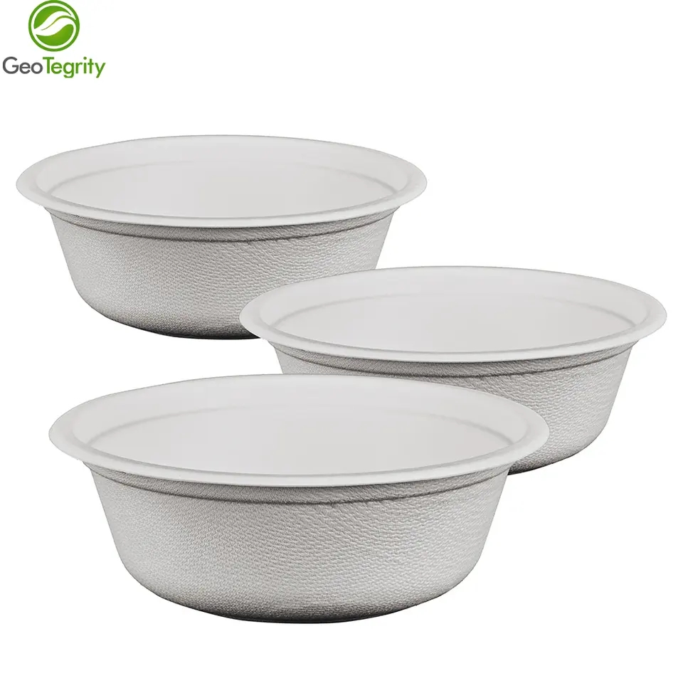 Biodegradable Disposable Sugarcane Bagasse Paper Pulp Molding Soup Salad Bowl with Lid Sugarcane Bagasse Bowl