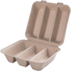 Restaurantware-Pulp Safe 8 x 7.2 x 3.5 Inch Taco Clamshell Containers, 100 No PFAS Added Taco Containers - Home Compostable, 3-Compartment, Kraft Bagasse Sugarcane Clamshell Containers, Microwavable