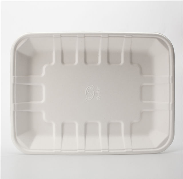 Disposable Sugarcane Pulp Biodegradable Bagasse Tray Food Container Bagasse Rectangular Tray