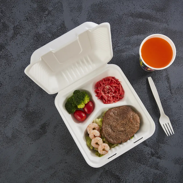 Disposable Clamshell Biodegradable Bagasse Food 8