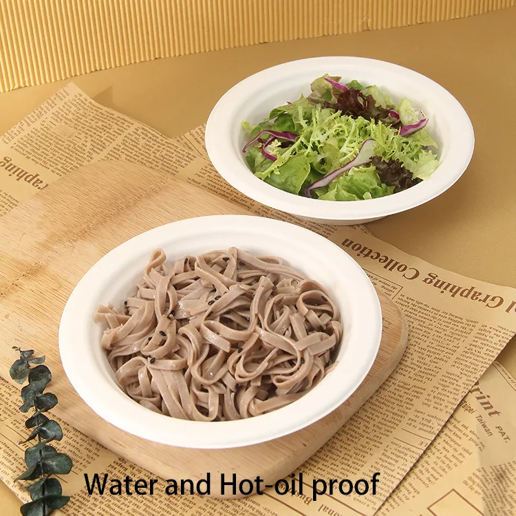 Eco-friendly biodegradable pfas 16 oz (460ml) Bowl pulp bagasse salad bowl Sugarcane Tableware Containers Pulp Bagasse Bowl With Lid