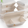 Eco-friendly Biodegradable Disposable Bagasse Food 9" x 6" 2-C Hinged Container