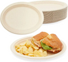 100% Compostable Natural Disposable Bagasse Eco-Friendly 12.5" x 10" Oval Plate