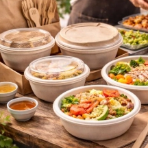 Custom printed logo design eco-friendly disposable recyclable large big 24 oz (680ml) bowl hot soup food pulp paper container