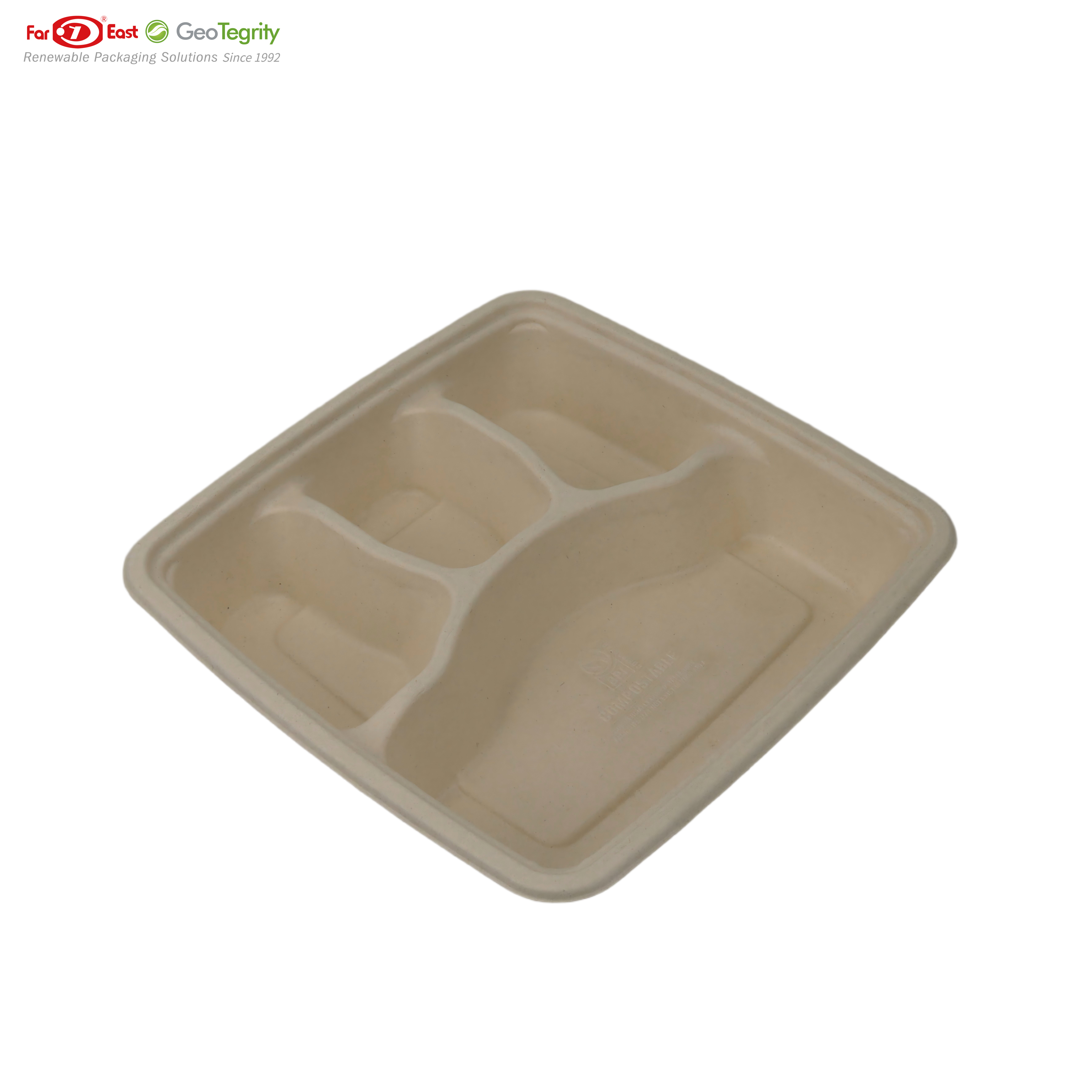 4 COMPARTMENT BAGASSE (SCHOOL) TRAY 50 Ct. Heavy-Duty- Super Strong- Natural- Eco-Friendly Disposable Bagasse Plates, 100% Biodegradable 4 Compartment meal Plates