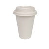 90mm Compostable Coffee Lids 50 Pack | White PFAS Free Bamboo Bagasse | Leak Proof Biodegradable Lids for 12oz Hot Cups