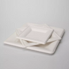 White Environmentally Friendly 8 Inch Disposable Bagasse Paper Plate Square Bagasse Plate for Party